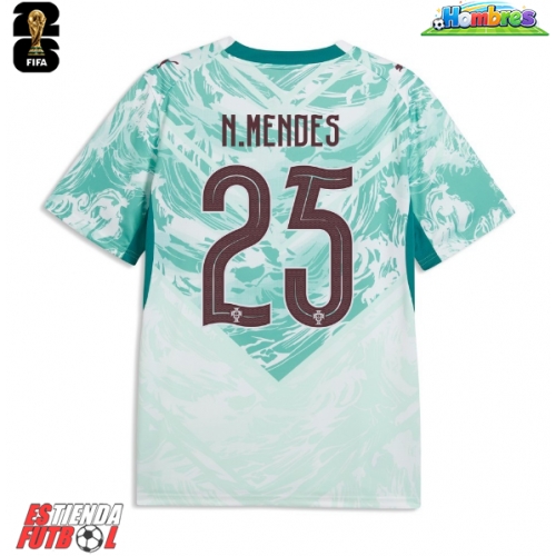 Portugal Nuno Mendes #25 Segunda Equipación Mundial 2026 Manga Corta